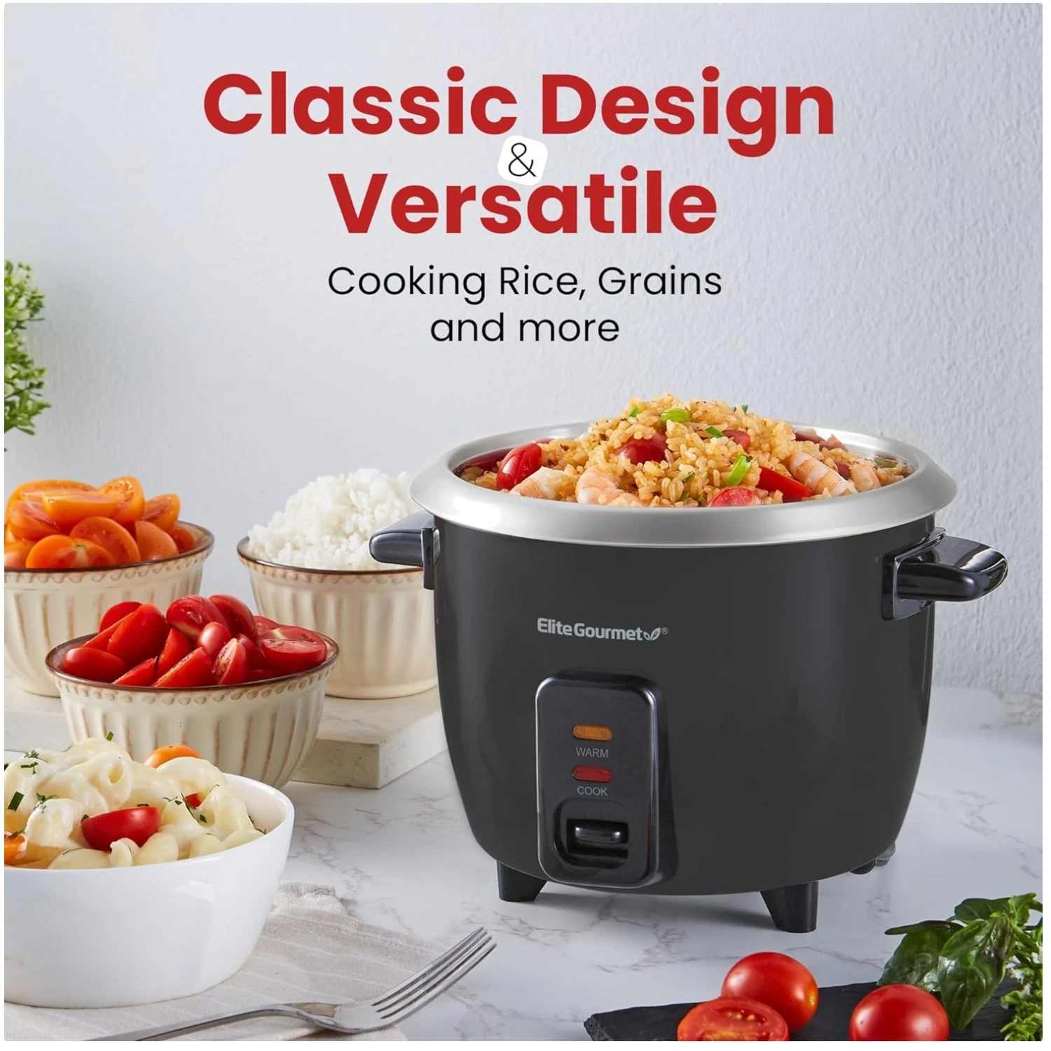 Black Rice Cooker with Keep Warm Function - 6 Cup Capacity