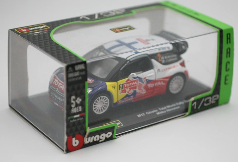 Bburago Citroën DS3 WRC Red Bull Rally Race Modellino Auto 1:32 Scala Die-Cast - Immagine 2 di 4