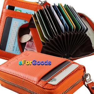 New Men Women Top Genuine Leather Wallet ID Credit Cards Holder Organizer Purse | eBay