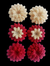 6 Crochet Handmade Flowers Applique Embellishment Red and Yellow Size 2 Inches