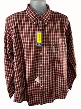 Dockers Classic Fit Burgundy Plaid Long Sleeve Button Down Shirt Size Large NEW