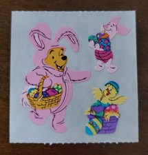 Vintage Sandylion sticker mod, Winnie the Pooh in Easterbunny suit, Piglet
