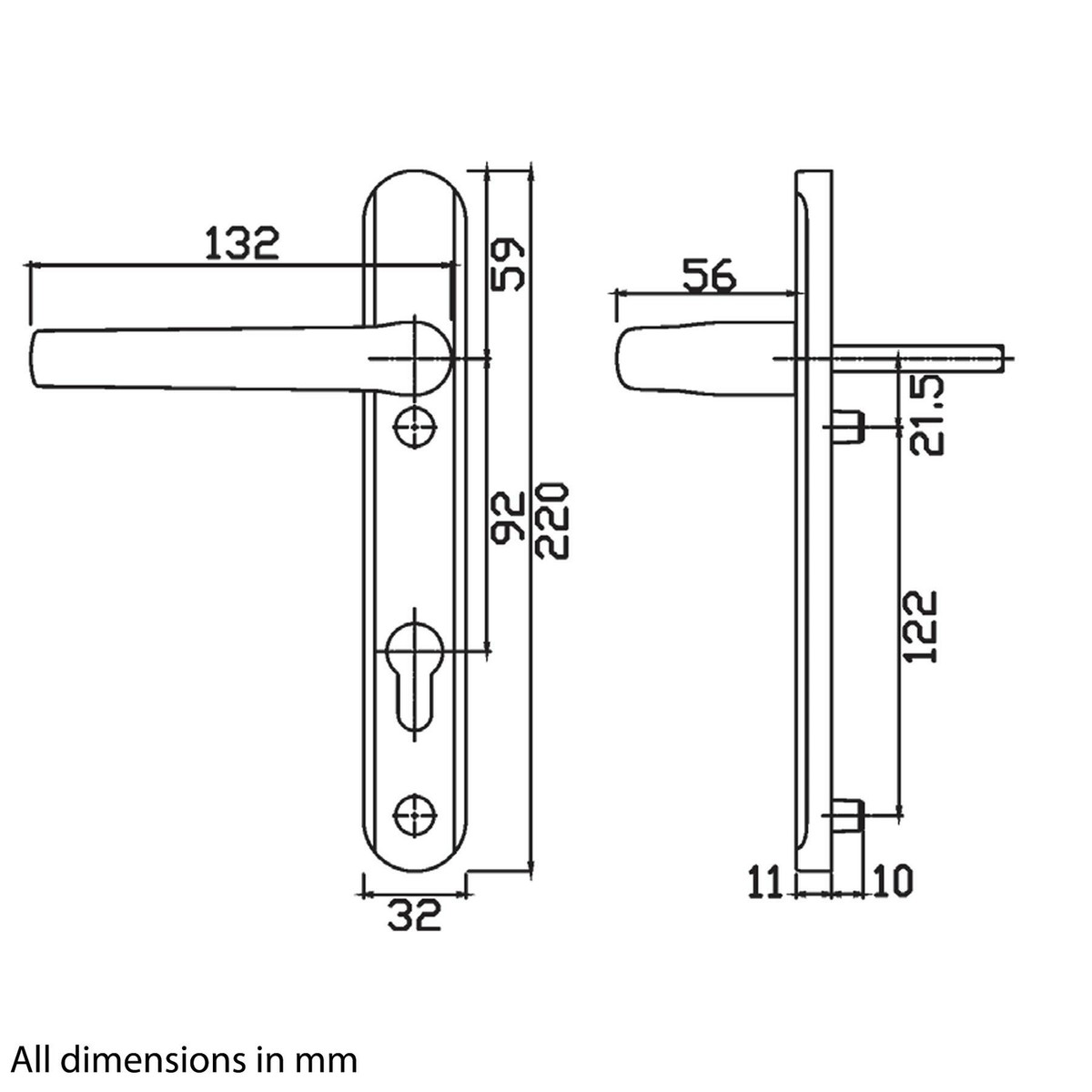 UPVC Door Handle 92 PZ Sprung Double Glazing Pair 92mm Set PVC