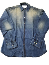 NWOT Aglini Men's Indigo Denim Blue Dress Shirt 40 S 15 3/4 Italy 395