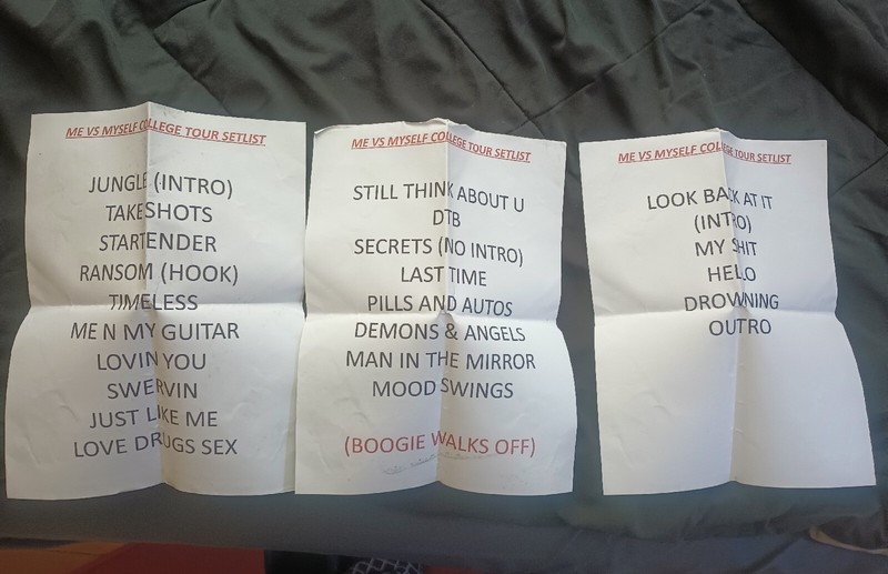 Boogie With A Hoodie Set List Me Vs Myself College Tour