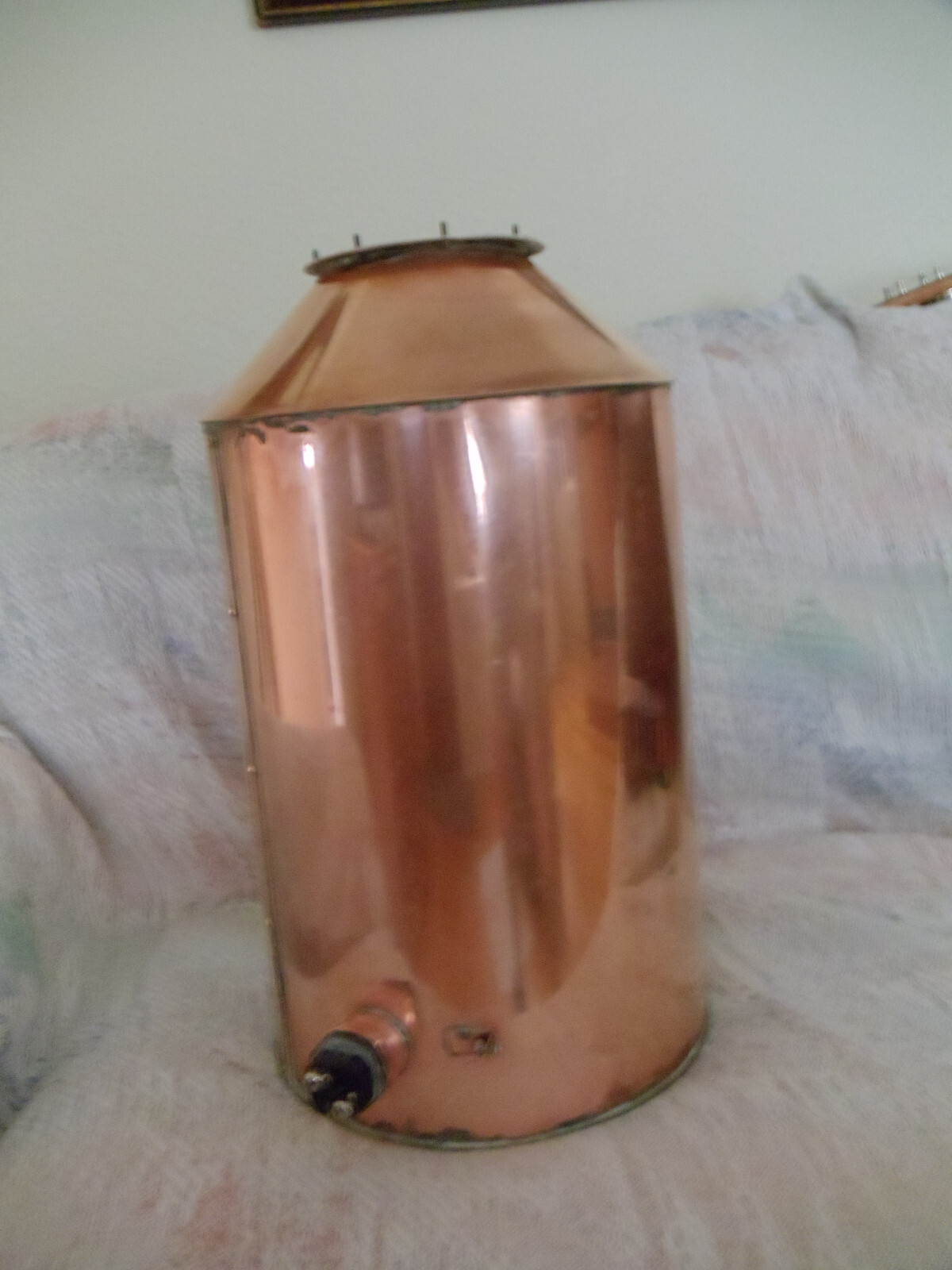 5 gallon copper boiler can be used for still. No brand. expert fabrcation.
