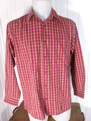 VINTAGE Chemise rouge carreaux jaune Guy Laroche T.3 M 39/40 MADE in FRANCE - Photo 1/4