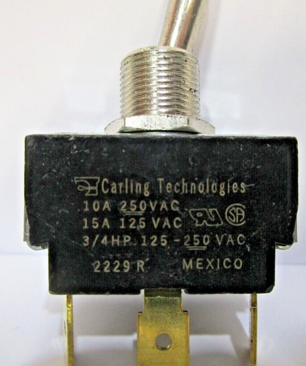 Carling Toggle Switch 2229R 3/4 hp 125-250 VAC 10A 250VAC 15A