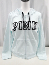 Victoria's Secret PINK Perfect Full Zip Hoodie Block Logo Mint Green Medium New