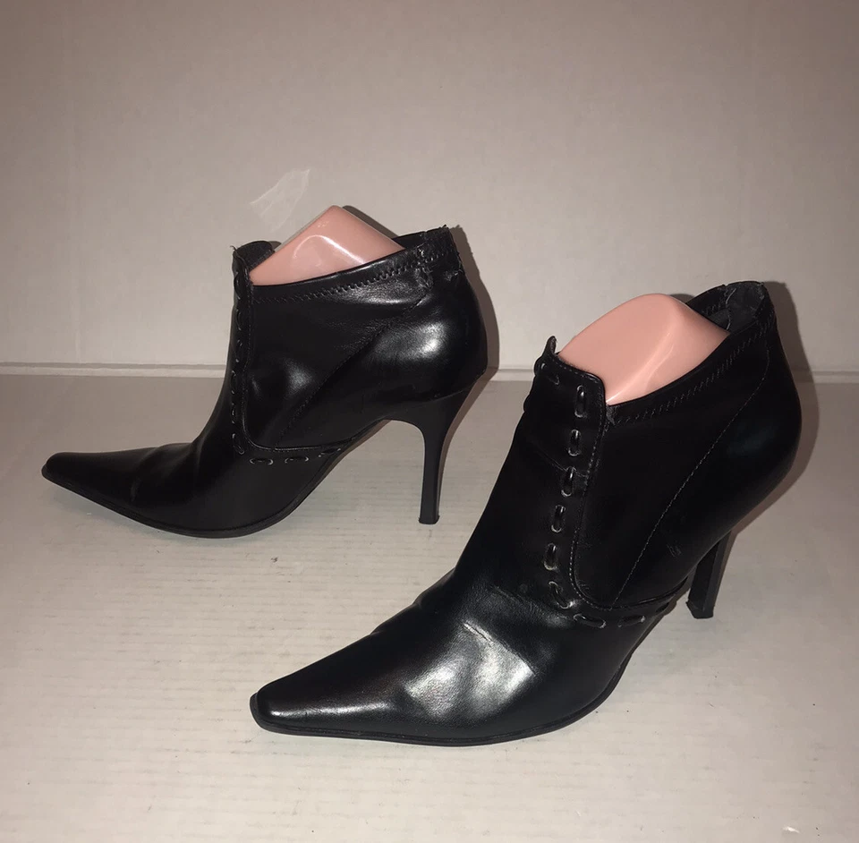 De Colección Y2K Rampage Calypso Punta Punta Punta Botines Negros Sin Cordones Tacones Altos Talla 9 Foto 3 de 4