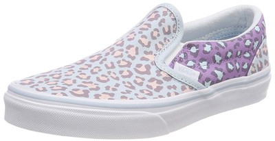 blue and pink vans slip ons