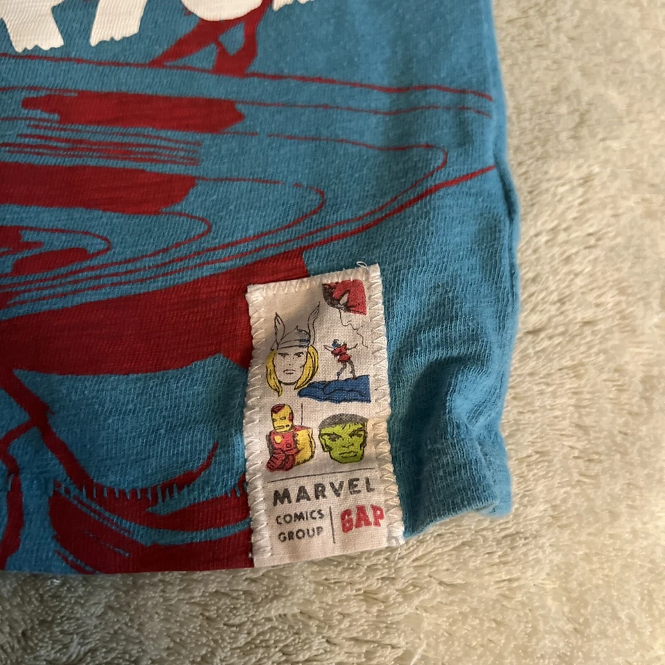 Baby Gap Marvel Boys Blue Red White Captain America Short Sleeve Shirt 4 - Image 4 of 4