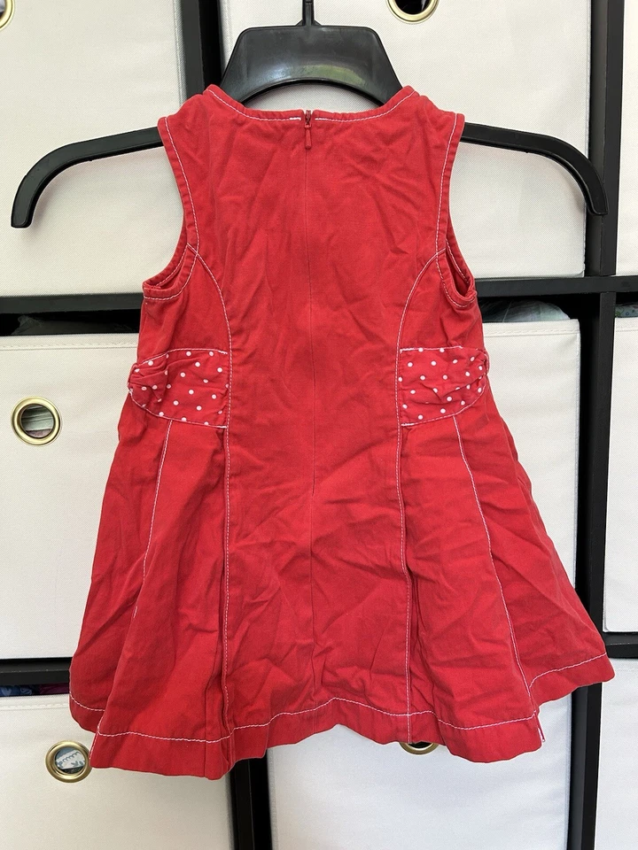 Vestido Jersey Vintage Gymboree Niña 2T Rojo Lunares Flor Abeja Bordado Foto 4 de 4