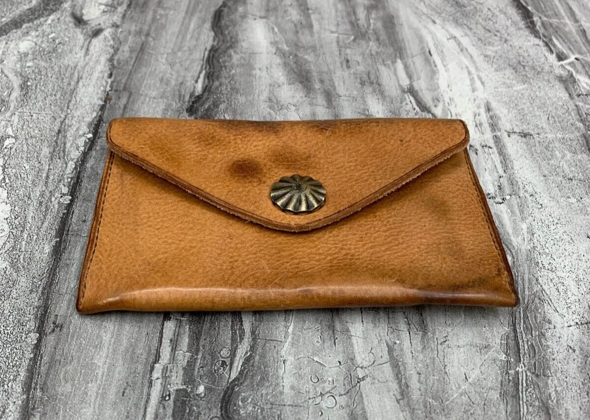 Double RL Leather Concho Card Holder Wallet RRL Ralph Lauren Brown Card Case