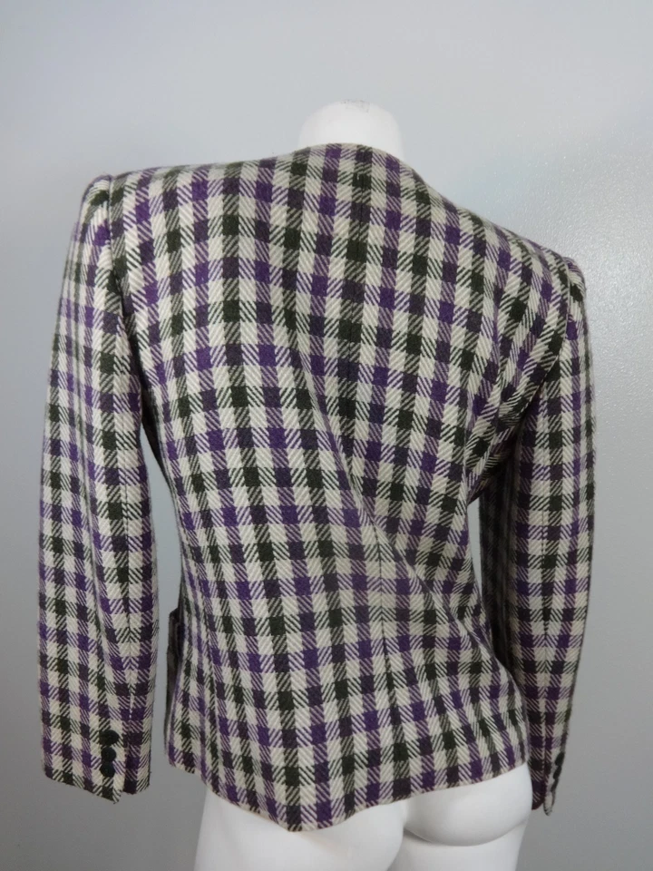 CHAQUETA BLAZER KAREN SCOTT PETITES MUJER BEIGE PÚRPURA MEZCLA LANA TALLA 8 Foto 4 de 4