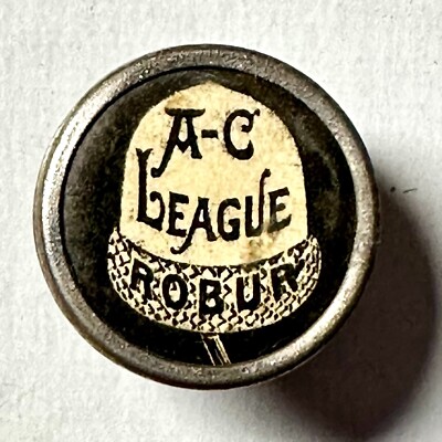 c1890s A-C League Robur Upside Down Acorn 0.75'' Stud Back Celluloid Button