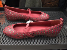 Free People Twiggy Studded Mary Jane-style Ballet Flats Wine US Size 8.5