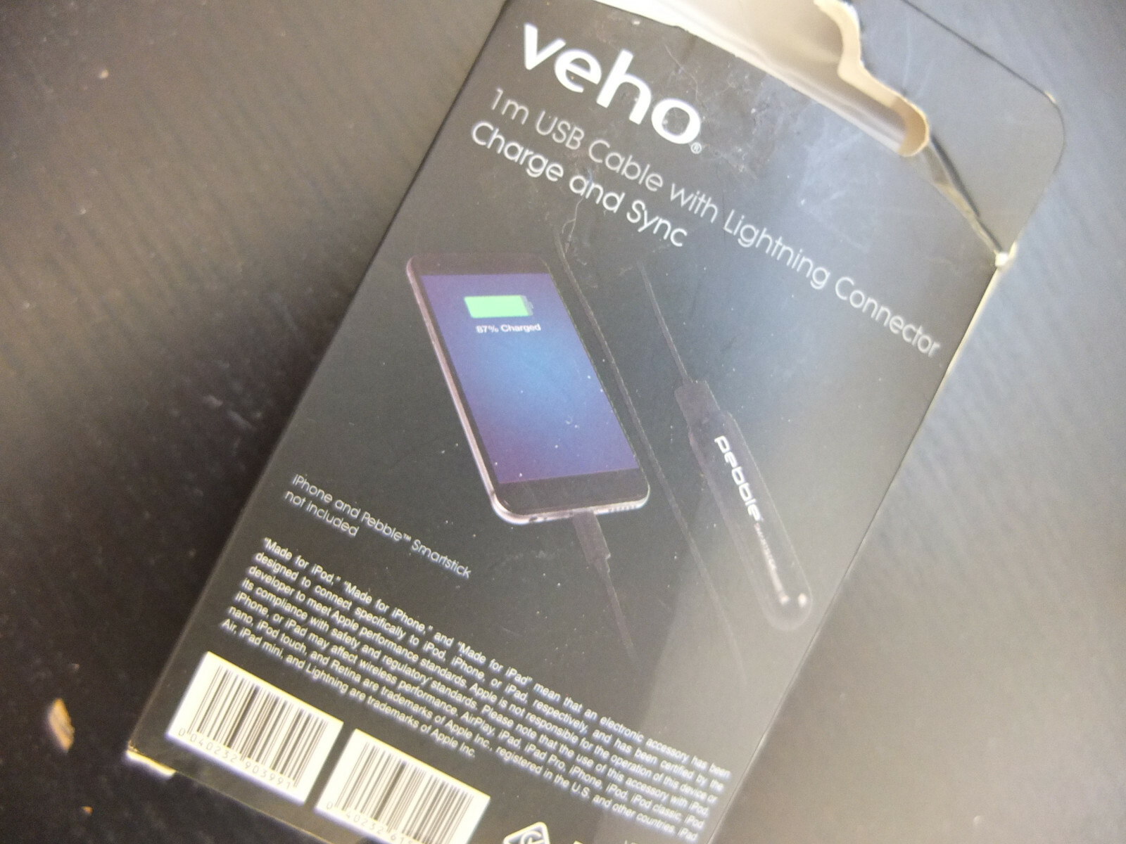 Veho Usb-a Zu Usb-c Lade- Und Synchronisierungskabel 1 M Schwarz Neu