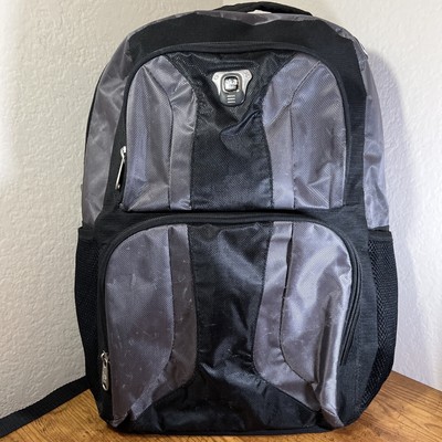 AKA SPORT 17  Black & Gray  Backpack with Computer Pouch and Headphone Access