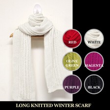 Long Knitted Winter Scarf - High Quality Long Size Unisex Plain Color No Fringe