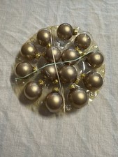 Set Of 14 Small Gold Ball Christmas Ornaments