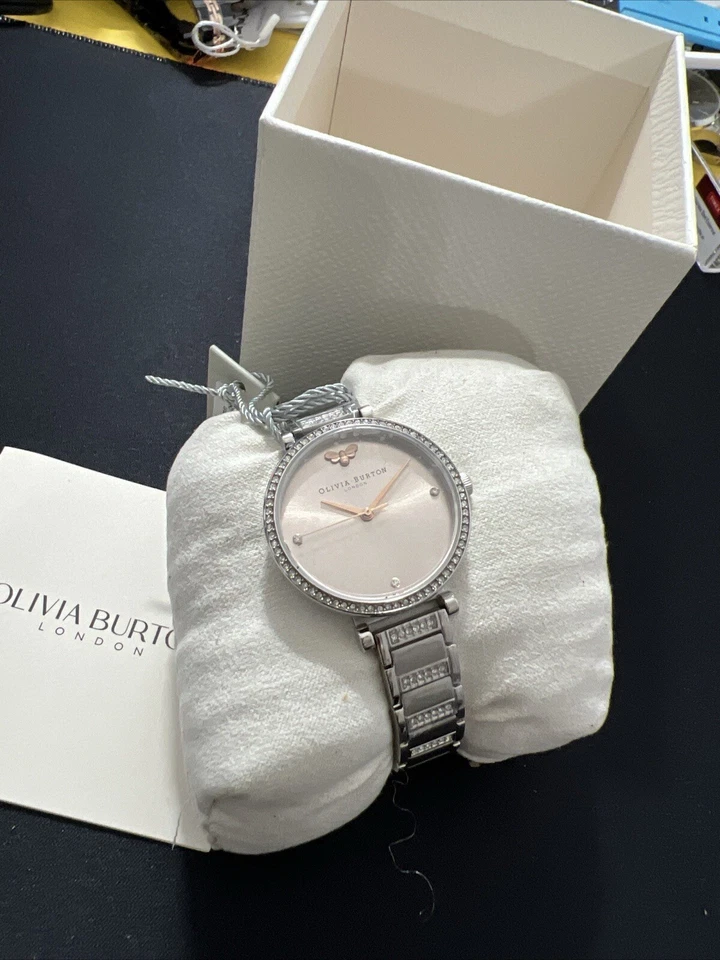 Reloj Pulsera Olivia Burton T-Bar Tono Plateado Acero Inoxidable Malla 32mm Foto 2 de 4