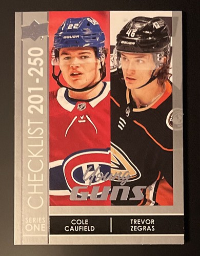 Cole Caufield, Trevor Zegras #250 2021 Upper Deck card