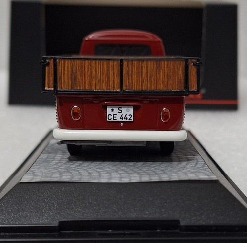 (1) VW T1 Transporter Porsche Pick-Up 1965 Red/ Wood 1:43 Premium Classixxs - Picture 8 of 14