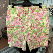 Liz Golf Liz Claiborne Audra Yellow Green Pink golf shorts womens 10 Floral