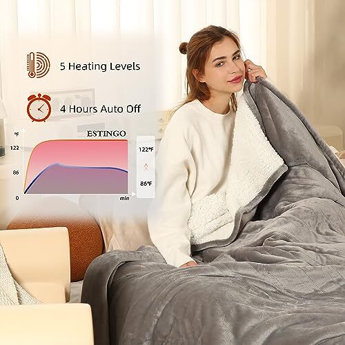 Heated Throw Blanket Electric Blanket Throw, Heated Throw50x60 2light