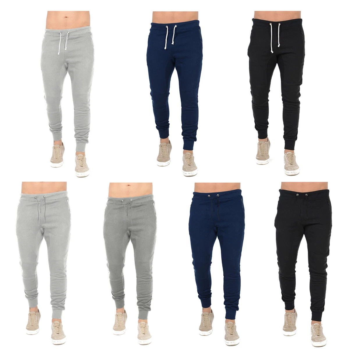 MENS SLIM FIT TRACKSUIT BOTTOMS SKINNY JOGGERS SWEAT PANTS JOGGING