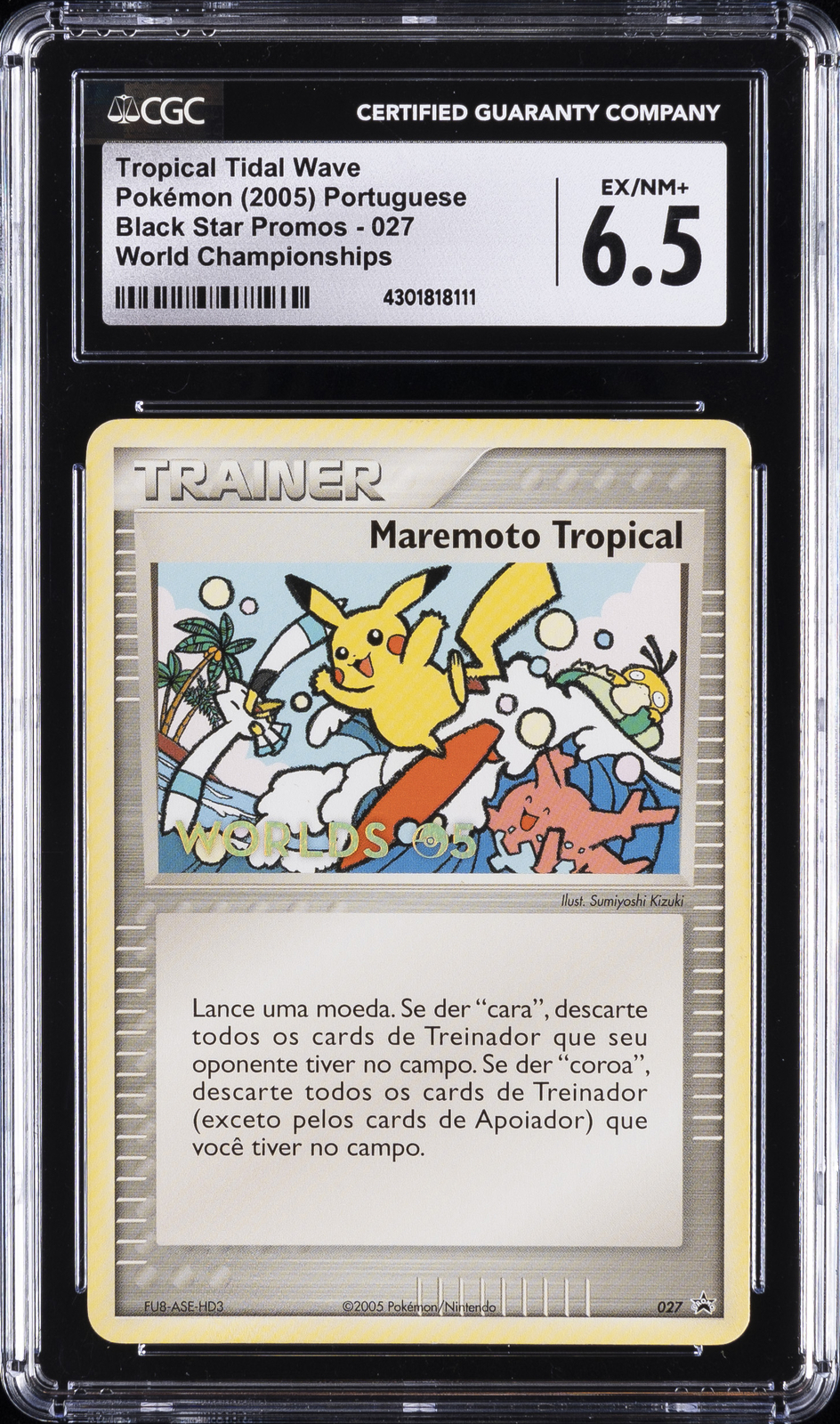 2005 POKEMON PORTUGUESE #027 TROPICAL TIDAL WAVE CGC 6.5