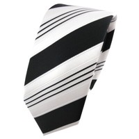 Schmale Tigertie Designer Krawatte Schwarz Anthrazit Weiß Silber Gestreift