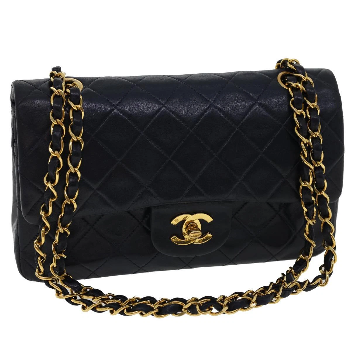 Chanel Classic Double Flap Black Napa Leather 23cm 24K GPHW Bag 1997-99