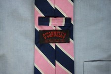 O'Connell's Navy/ Pink/ White Repp Stripe Silk Tie