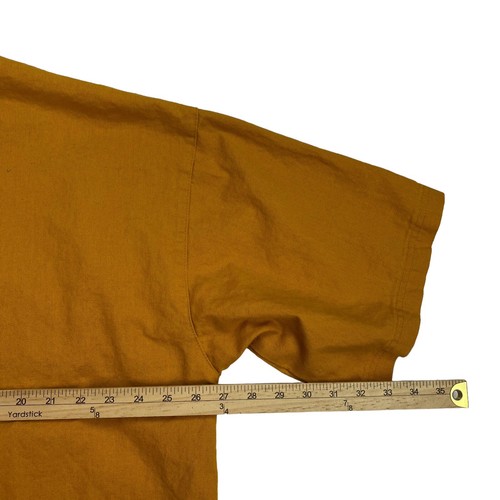 Camicia vintage anni 90 storia hip hop XL giallo verde bottoni Y2K lino cotone - Foto 13 di 13
