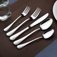 12People60 Piece SilverwareSet,Stainless Steel Flatware w/Steak Knife,Fork&Spoon