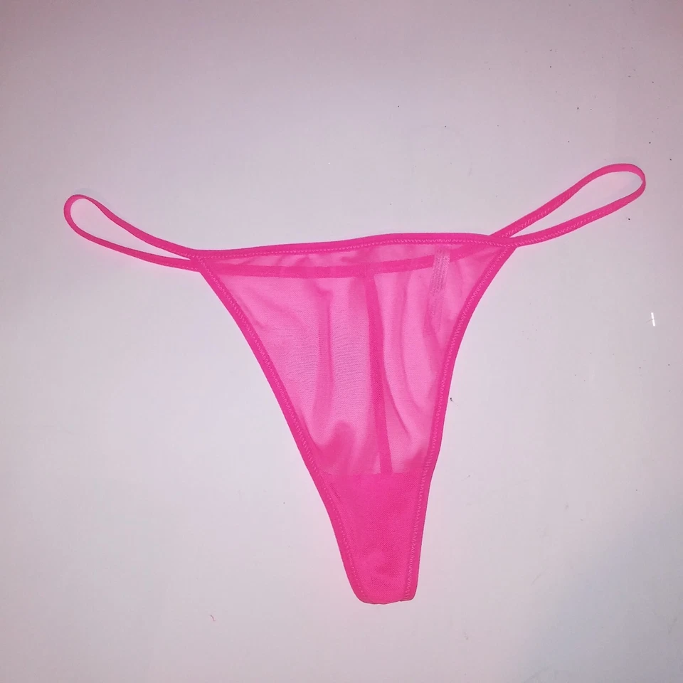 Tanga braguita Native Intimates cuerda en V rosa neón liso transparente Foto 2 de 4