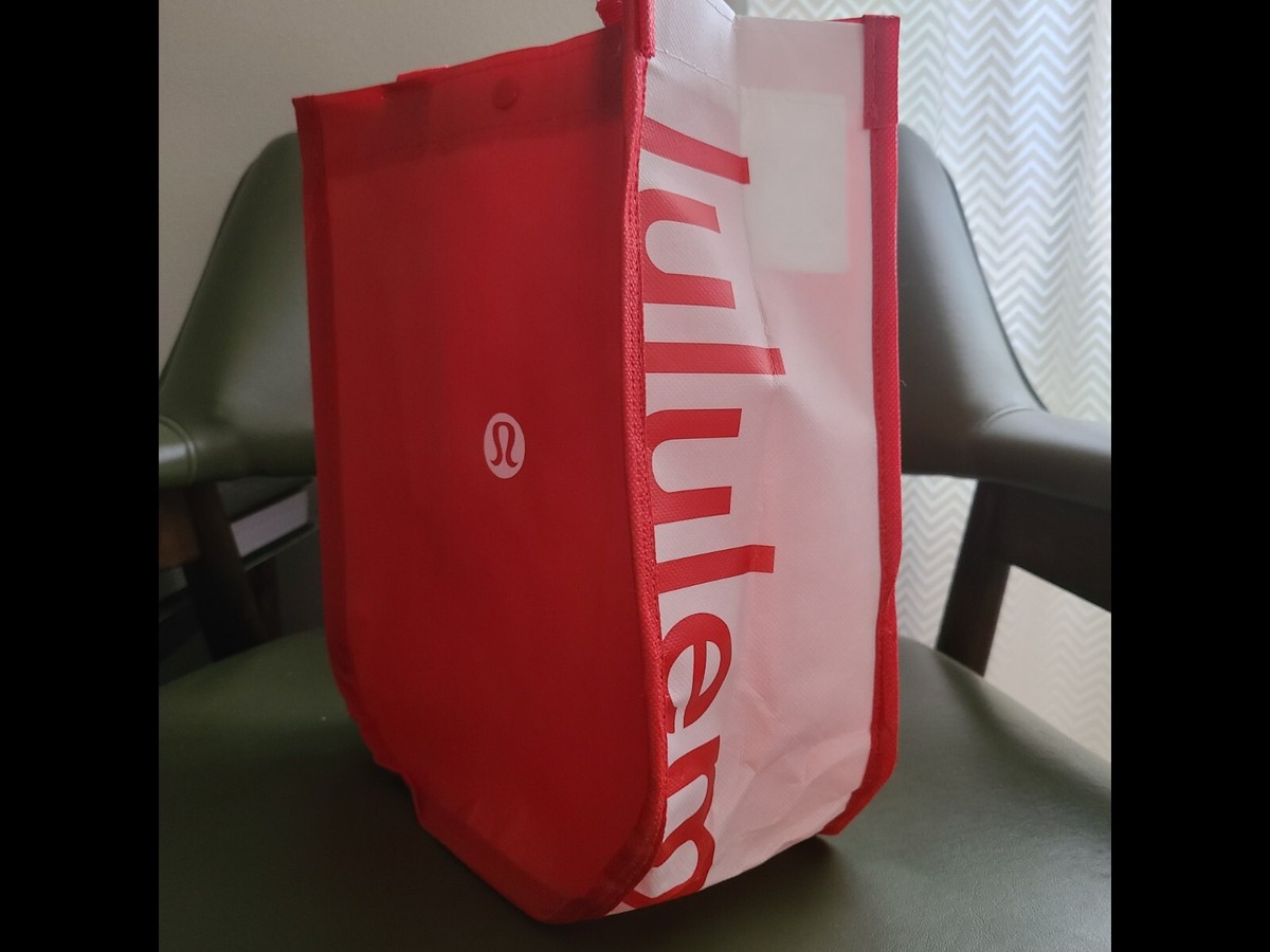 NEW Lululemon Red White Reuseable Tote Shopping Lunch Bag Small