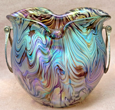 Antique Bohemian Kralik Art Nouveau Loetz era Silberisis Glass Vase c. 1900