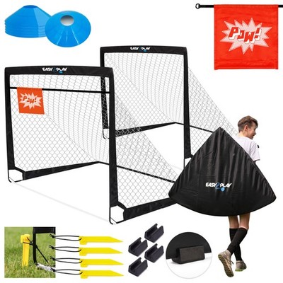 EASY2PLAY PRO Set of 2 Football Goals for Kids inc Target - Set of 2 Folding...