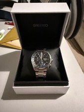Seiko Quartz Chronograph Blue Dial Tachymeter Mens Watch