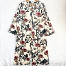 MISS ELAINE Full Zip Floral Fleece Long Pockets Lounge Nightgown Robe Womens L