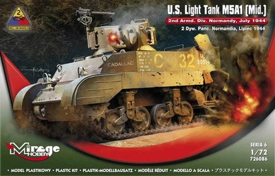 Mirage Hobby 726086 1/72 M5A1 Light Tank (mid) Normandy July 1944 Kit US Seller