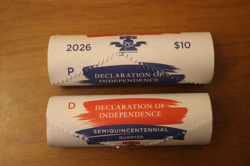 2026 Declaration of Independence Quarters 2 Roll Set (D and P Mints) "In Hand"