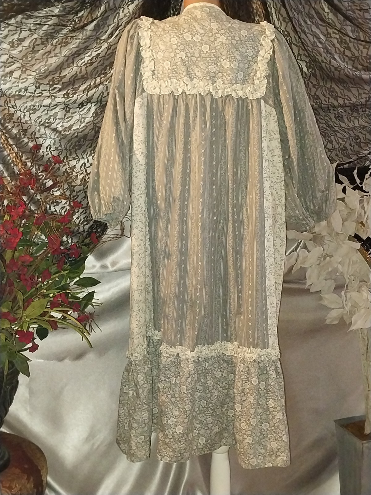 Vtg PRAIRIE FARMHOUSE COTTAGE FOLK Prim Housedres… - image 10