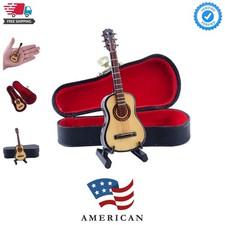Wooden Miniature Guitar with Stand and Case Mini Musical Instrument Guitar Re...