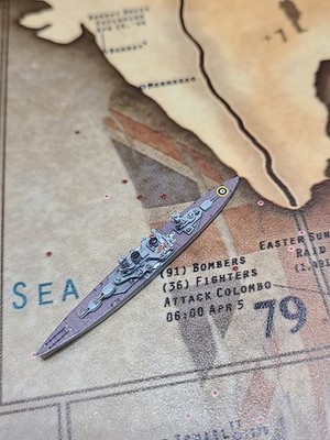 Axis and Allies Painted Pieces -  ONE 3D Repulse BattleCruiser United Kingdom 