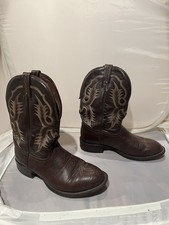 Tony Lama Cowboy Boots Men's Size 9 EE Bull Hide Brown Leather Made in USA