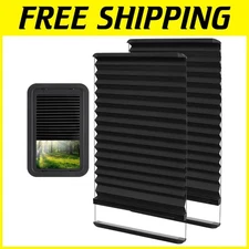Custom-Fit RV Door Window Shades - Black Pleated 12x21 for Lippert Installation
